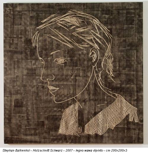 Stephan Balkenhol - Holzschnitt Schwarz - 2007 - legno wawa dipinto - cm 200x200x3
