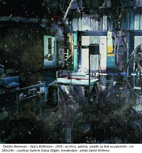 Tjebbe Beekman - Illya's Birthroom - 2008 - acrilico, sabbia, smalto su tela su pannello - cm 300x240 - courtesy Galerie Diana Stigter, Amsterdam - photo David Willems