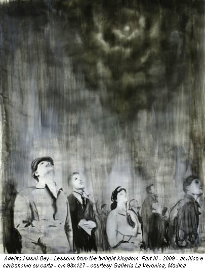 Adelita Husni-Bey - Lessons from the twilight kingdom. Part III - 2009 - acrilico e carboncino su carta - cm 98x127 - courtesy Galleria La Veronica, Modica