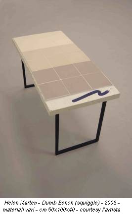 Helen Marten - Dumb Bench (squiggle) - 2008 - materiali vari - cm 50x100x40 - courtesy l’artista