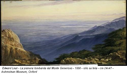Edward Lear - La pianura lombarda dal Monte Generoso - 1880 - olio su tela - cm 24x47 - Ashmolean Museum, Oxford