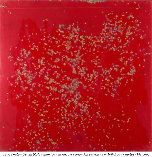 Tano Festa - Senza titolo - anni ’80 - acrilico e coriandoli su tela - cm 100x100 - courtesy Maniero