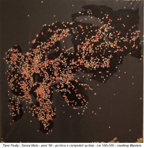 Tano Festa - Senza titolo - anni ’80 - acrilico e coriandoli su tela - cm 100x100 - courtesy Maniero