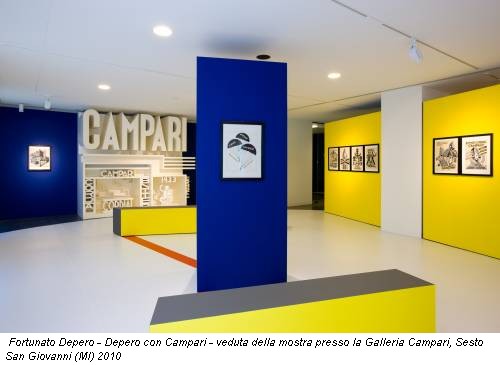 Fortunato Depero - Depero con Campari - veduta della mostra presso la Galleria Campari, Sesto San Giovanni (MI) 2010