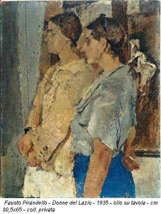 Fausto Pirandello - Donne del Lazio - 1935 - olio su tavola - cm 80,5x65 - coll. privata