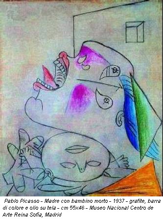 Pablo Picasso - Madre con bambino morto - 1937 - grafite, barra di colore e olio su tela - cm 55x46 - Museo Nacional Centro de Arte Reina Sofía, Madrid