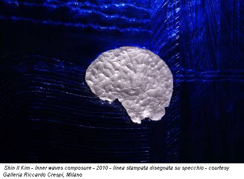 Shin Il Kim - Inner waves composure - 2010 - linea stampata disegnata su specchio - courtesy Galleria Riccardo Crespi, Milano