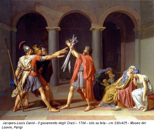 Jacques-Louis David - Il giuramento degli Orazi - 1784 - olio su tela - cm 330x425 - Museo del Louvre, Parigi