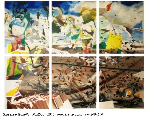 Giuseppe Gonella - Polittico - 2010 - tempere su carta - cm 200x150