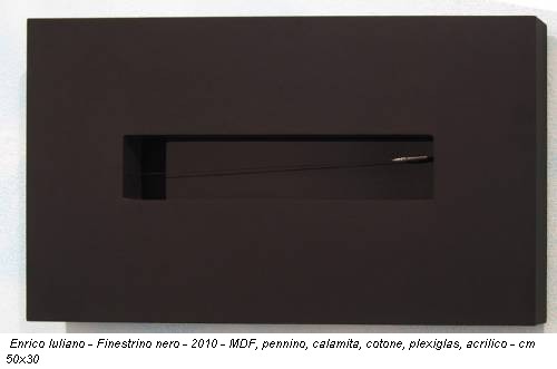Enrico Iuliano - Finestrino nero - 2010 - MDF, pennino, calamita, cotone, plexiglas, acrilico - cm 50x30