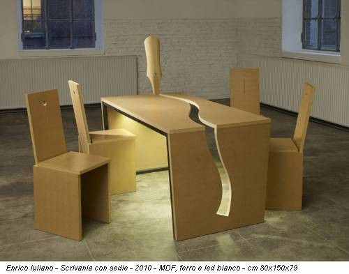 Enrico Iuliano - Scrivania con sedie - 2010 - MDF, ferro e led bianco - cm 80x150x79