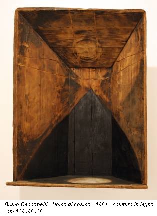 Bruno Ceccobelli - Uomo di cosmo - 1984 - scultura in legno - cm 126x98x38