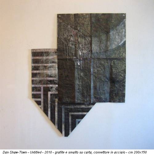 Dan Shaw-Town - Untitled - 2010 - grafite e smalto su carta, connettore in acciaio - cm 200x150