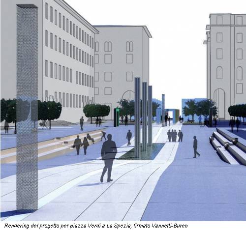Rendering del progetto per piazza Verdi a La Spezia, firmato Vannetti-Buren