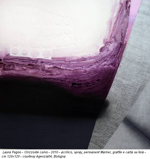 Laura Pugno - Orizzonte curvo - 2010 - acrilico, spray, permanent Marker, grafite e carta su tela - cm 120x120 - courtesy Agenzia04, Bologna