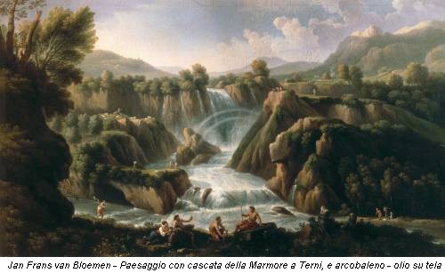 Jan Frans van Bloemen - Paesaggio con cascata della Marmore a Terni, e arcobaleno - olio su tela