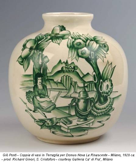 Giò Ponti - Coppia di vasi in Terraglia per Domus Nova La Rinascente - Milano, 1928 ca. - prod. Richard Ginori, S. Cristoforo - courtesy Galleria Ca’ di Fra’, Milano