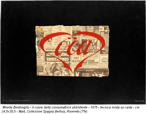 Mirella Bentivoglio - Il cuore della consumatrice ubbidiente - 1975 - tecnica mista su carta - cm 24,5x35,5 - Mart, Collezione Spagna Bellora, Rovereto (TN)