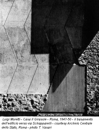 Luigi Moretti - Casa Il Girasole - Roma, 1947-50 - il basamento dell’edificio verso via Schiapparelli - courtesy Archivio Centrale dello Stato, Roma - photo T. Vasari