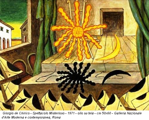 Giorgio de Chirico - Spettacolo Misterioso - 1971 - olio su tela - cm 50x60 - Galleria Nazionale d’Arte Moderna e contemporanea, Roma