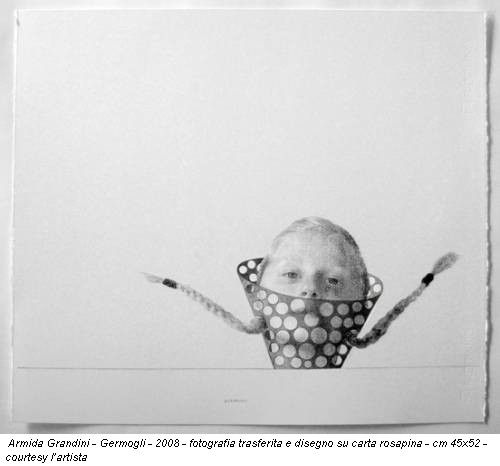 Armida Grandini - Germogli - 2008 - fotografia trasferita e disegno su carta rosapina - cm 45x52 - courtesy l’artista