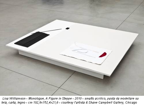 Lisa Williamson - Monologue, A Figure in Steppe - 2010 - smalto acrilico, pasta da modellare su tela, carta, legno - cm 182,9x152,4x21,6 - courtesy l’artista & Shane Campbell Gallery, Chicago