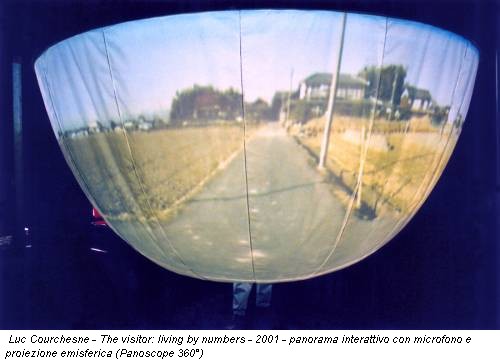 Luc Courchesne - The visitor: living by numbers - 2001 - panorama interattivo con microfono e proiezione emisferica (Panoscope 360°)