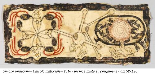 Simone Pellegrini - Calcolo matriciale - 2010 - tecnica mista su pergamena - cm 52x128