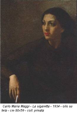 Carlo Maria Maggi - La sigaretta - 1934 - olio su tela - cm 80x59 - coll. privata