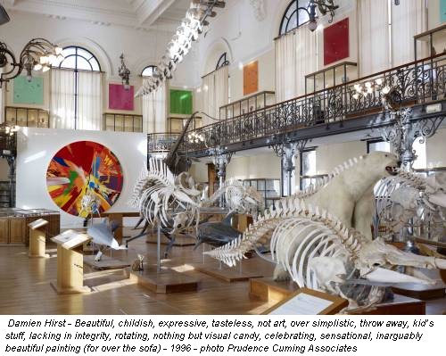 Damien Hirst - Beautiful, childish, expressive, tasteless, not art, over simplistic, throw away, kid’s stuff, lacking in integrity, rotating, nothing but visual candy, celebrating, sensational, inarguably beautiful painting (for over the sofa) - 1996 - photo Prudence Cuming Associates