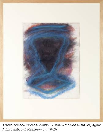 Arnulf Rainer - Piranesi Ziklus 2 - 1987 - tecnica mista su pagina di libro antico di Piranesi - cm 50x37