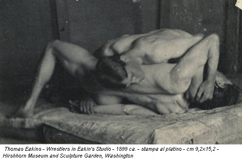 Thomas Eakins - Wrestlers in Eakin's Studio - 1899 ca. - stampa al platino - cm 9,2x15,2 - Hirshhorn Museum and Sculpture Garden, Washington