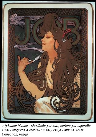 Alphonse Mucha - Manifesto per Job, cartina per sigarette - 1896 - litografia a colori - cm 66,7x46,4 - Mucha Trust Collection, Praga