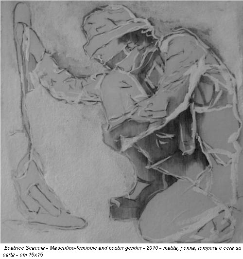 Beatrice Scaccia - Masculine-feminine and neuter gender - 2010 - matita, penna, tempera e cera su carta - cm 15x15