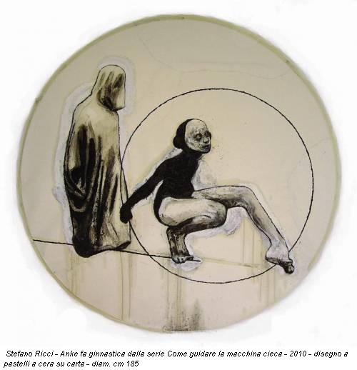 Stefano Ricci - Anke fa ginnastica dalla serie Come guidare la macchina cieca - 2010 - disegno a pastelli a cera su carta - diam. cm 185