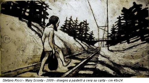 Stefano Ricci - Mary Sconta - 2009 - disegno a pastelli a cera su carta - cm 48x24