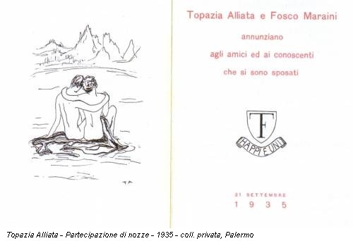 Topazia Alliata - Partecipazione di nozze - 1935 - coll. privata, Palermo