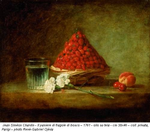 Jean Siméon Chardin - Il paniere di fragole di bosco – 1761 - olio su tela - cm 38x46 – coll. privata, Parigi – photo René-Gabriel Ojéda