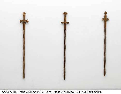 Riyas Komu - Royal Scrow II, III, IV - 2010 - legno di recupero - cm 168x15x5 ognuna