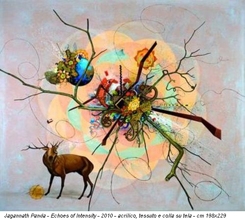 Jagannath Panda - Echoes of Intensity - 2010 - acrilico, tessuto e colla su tela - cm 198x229