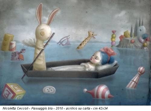 Nicoletta Ceccoli - Passaggio blu - 2010 - acrilico su carta - cm 42x34