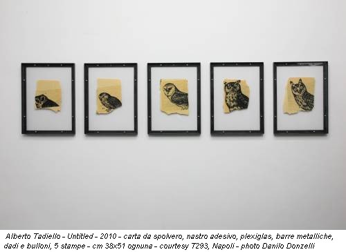 Alberto Tadiello - Untitled - 2010 - carta da spolvero, nastro adesivo, plexiglas, barre metalliche, dadi e bulloni, 5 stampe - cm 38x51 ognuna - courtesy T293, Napoli - photo Danilo Donzelli