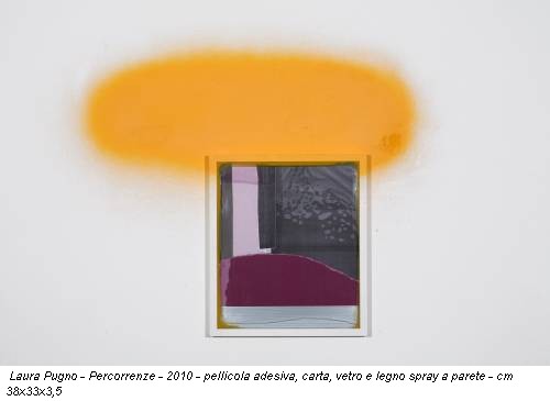 Laura Pugno - Percorrenze - 2010 - pellicola adesiva, carta, vetro e legno spray a parete - cm 38x33x3,5