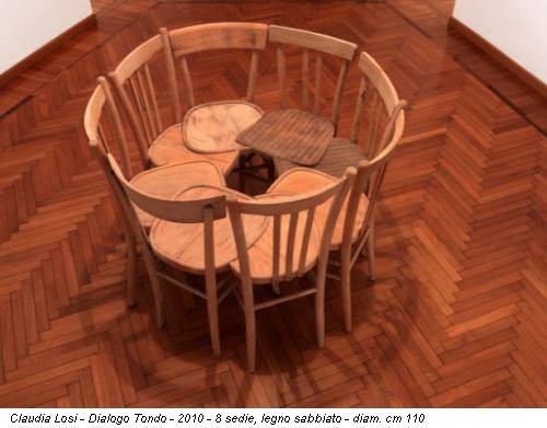 Claudia Losi - Dialogo Tondo - 2010 - 8 sedie, legno sabbiato - diam. cm 110