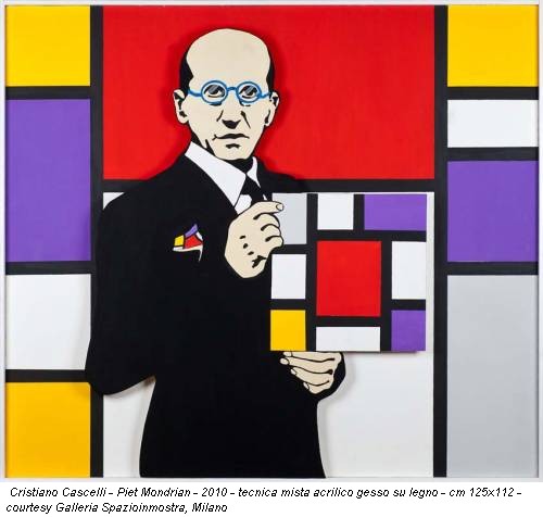 Cristiano Cascelli - Piet Mondrian - 2010 - tecnica mista acrilico gesso su legno - cm 125x112 - courtesy Galleria Spazioinmostra, Milano
