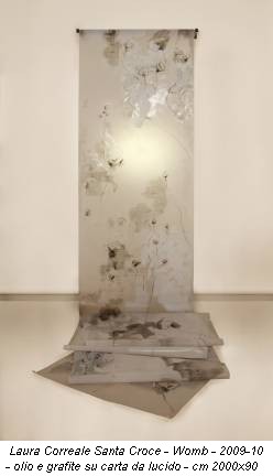 Laura Correale Santa Croce - Womb - 2009-10 - olio e grafite su carta da lucido - cm 2000x90