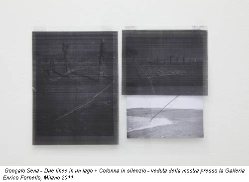 Gonçalo Sena - Due linee in un lago + Colonna in silenzio - veduta della mostra presso la Galleria Enrico Fornello, Milano 2011