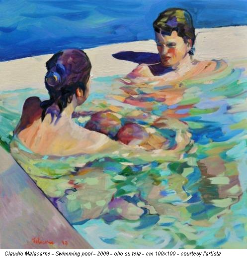 Claudio Malacarne - Swimming pool - 2009 - olio su tela - cm 100x100 - courtesy l'artista