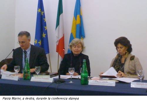 Paola Marini, a destra, durante la conferenza stampa
