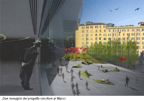 Due immagini del progetto vincitore al Maxxi